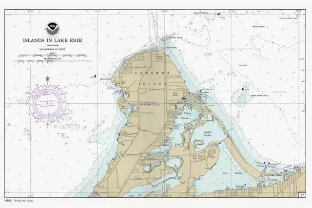 1980 Nautical Map of Catawba Island Lake Erie