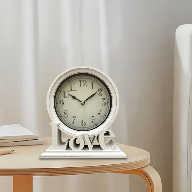 Horloge De Bureau Ronde Cheminée Sans Tic Décorative Ferme Silencieuse