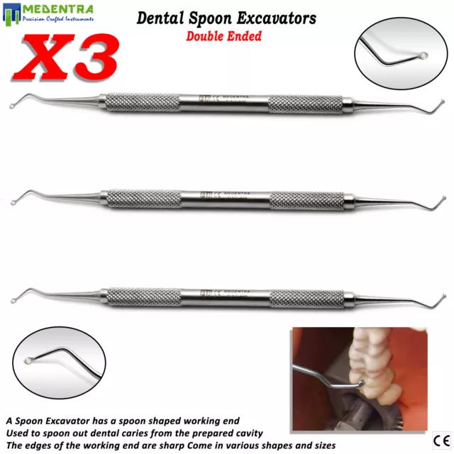 Spoon Excavators 1.5 mm X 3 Dental Composite Restorative Instrument, CE