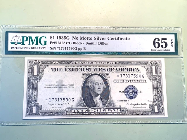 1935-G $1 Silver Certificate STAR Gem Unc - Fr. 1616* PMG 65 EPQ - No Motto