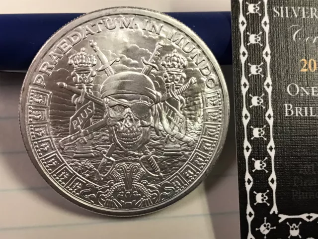 2017 Silver Shield Pirates Plunder COA 1 Troy Oz  .999 Silver