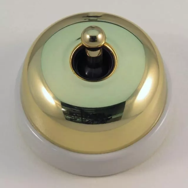 Classic Electric - 25 Series Thin Porcelain & Brass Traditional Switch - White