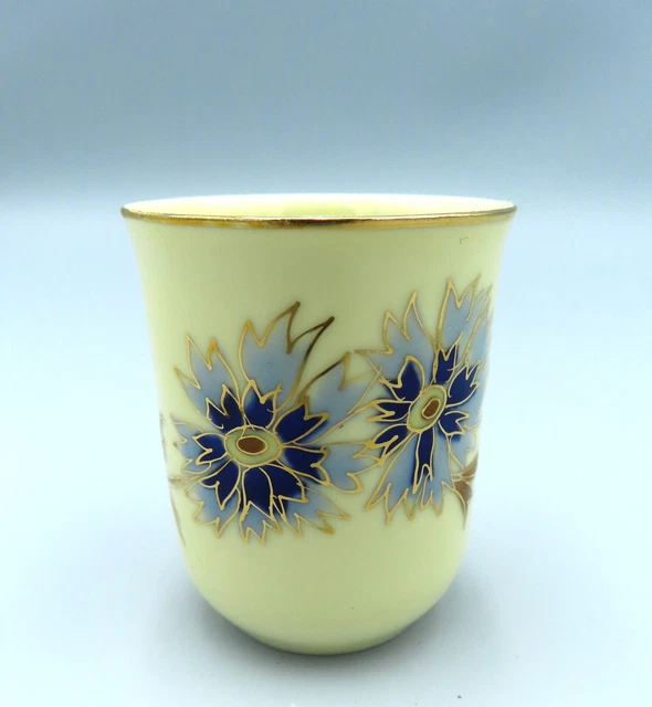 Zsolnay Porcelain Vase Hand Painted Cornflowers Blue Pot Egg Cup Small Jar