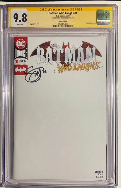 DC Batman Who Laughs #1 CGC 9.8 SS signed Scott Snyder, white blank cover NM