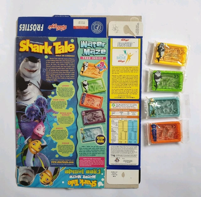 2004 KELLOGGS CEREAL Frosties Shark Tale Water Maze x 4 & Packet £16.99