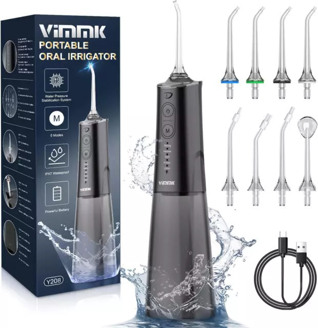 Munddusche Kabellos Elektrischer Zahnreiniger, Vimmk Zahndusche Water Flosser 5