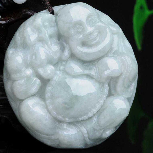Natural Jade Jewelry Lucky Smiling Buddha Pendant With Beads Woven Necklace