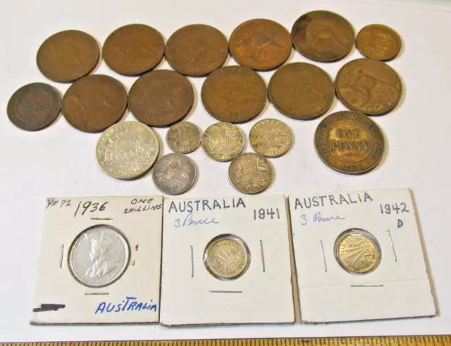 Australia Big Coin Lot silver,penny,SHILLING,3,6 PENCE,FLORIN PRE-DECIMAL