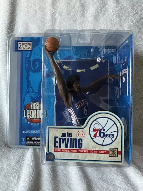 McFarlane Toys Julius Erving #6 Blue Jersey Philadelphia 76ers McFarlane  NBA Legends Hardwood Classics Six Inch Action Figure
