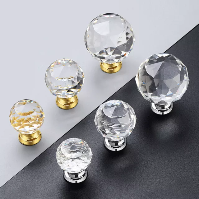 Crystal Glass Pull Door Knobs Diamond Drawer Cabinet Handles Kitchen Furniture