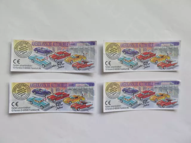 Ferrero Ü-Ei 4 x BPZ Autos Serie -Amerikanische Automobile der 50er Jahr- 1996