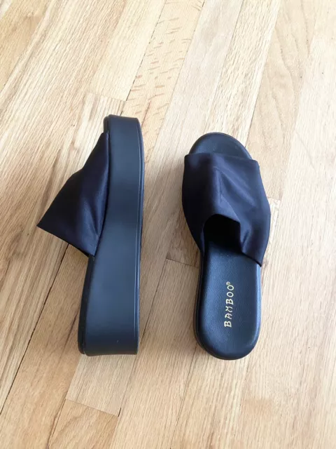 Dolls Kill Bamboo y2k black platform slides sandals 7