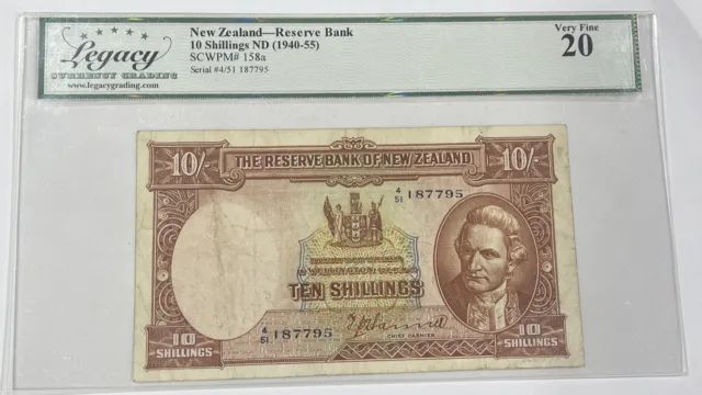 New Zealand Reserve Bank 10 Shillings ND (1940-55) Legacy Very Fine 20