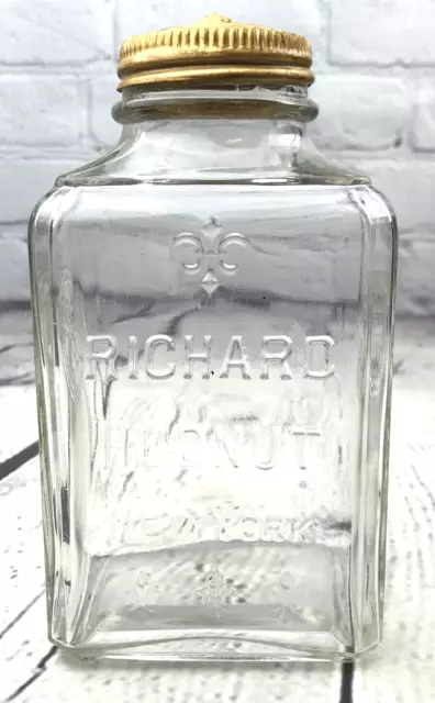 Antique Vtg Richard Hudnut Pot-Pourri Sachet Jar Clear Glass Bottle 7" with Top