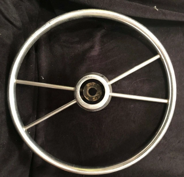 STAINLESS STEEL BOAT Steering Wheel 4 Spoke Chris Craft 15" w/ Hub