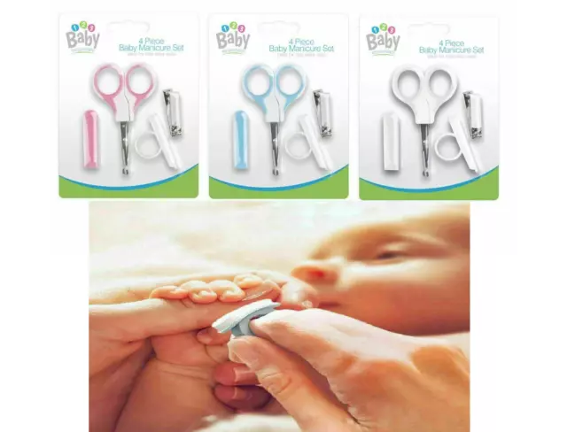 4 Piece Baby Manicure Set Nail File Clippers Cover Scissors Safety New-born UK