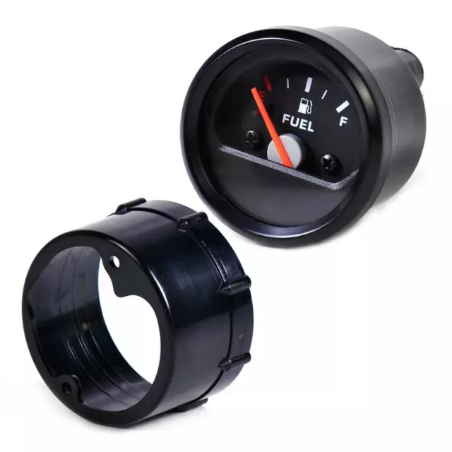 of 2"/52mm 12V Motorcycle Fuel Level Gauge Meter E-1/2-F Pointer Black Face Rim 2