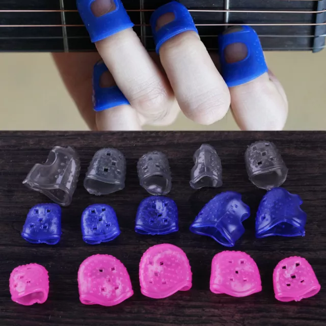 12X Guitar Fingertip Finger Guards Protectors Thumb Picks Plectrum Band Set