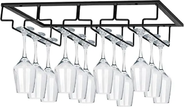Wine Glass Storage Rack Cabinet and Bar Glass Holder Hanging Rack Storage Rail