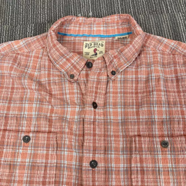 RED HEAD BRAND CO Shirt XL Mens Extra Large Coral Short Sleeve ORANGE Button Up
