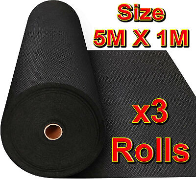 ✔️ 3 Rolls 5M x 1M WEED CONTROL FABRIC LANDSCAPE GROUND COVER MEMBRANE Garden