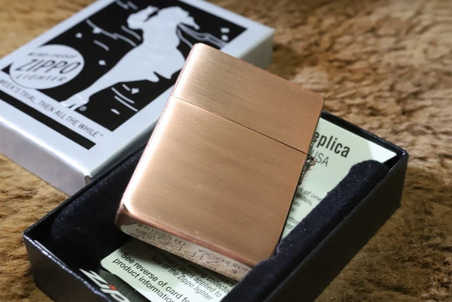 Zippo 1935 Replica Guarantee Card Copper Brass Antique Etching Oil Lighter Japan 2