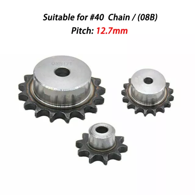 #40 08B Chain Drive Sprocket 9T - 60T Pitch 1/2" 12.7mm Sprocket Wheel A3 steel 3