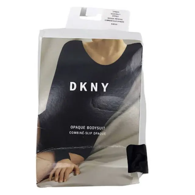 DKNY Intimates Combine-Slip Opaque Bodysuit M Long Sleeve Jersey Scoop Neck Snap