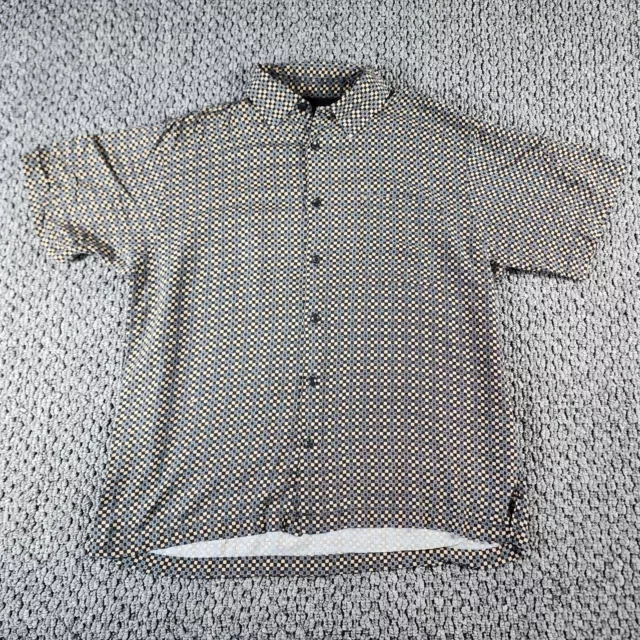 Toscano Shirt Mens L Large Geometric Button Up Short Sleeve Silk Blend