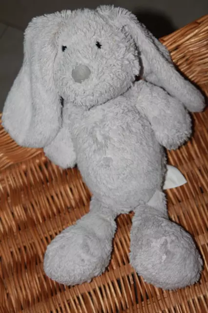 DOUDOU PELUCHE  MAISONS  DU MONDE  LAPIN GRIS grand modèle 38 cm