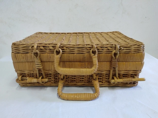 Grand Panier En Osier Vintage - 43x28x23 Cm - Déco Ou Rangement