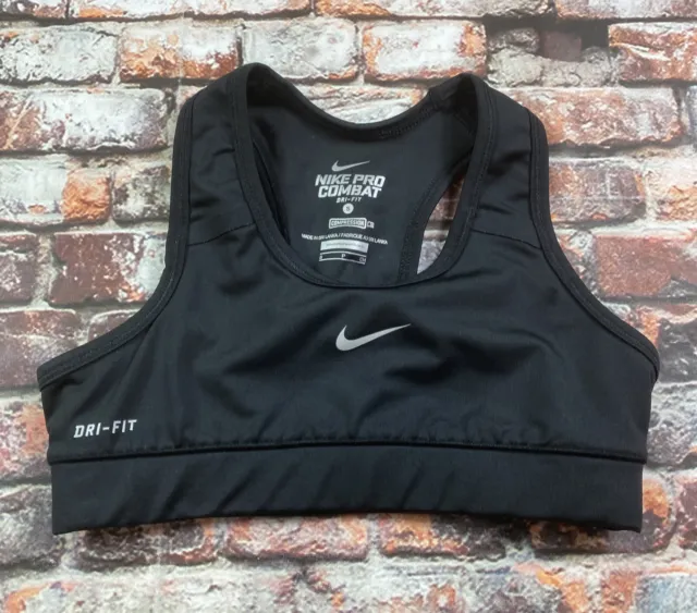 (W) Nike Pro Combat Dri-Fit Bra Womens Black S Sports Bra Compression Training