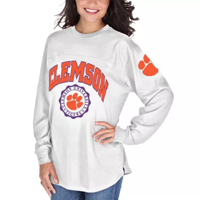 WOMEN'S WHITE CLEMSON Tigers Edith Long Sleeve T-Shirt $51.99 - PicClick