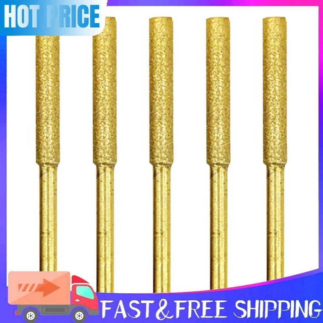 5pcs/Set Diamond Coated Grinding File Stone Heads Drill Bit (4mm Gold)
