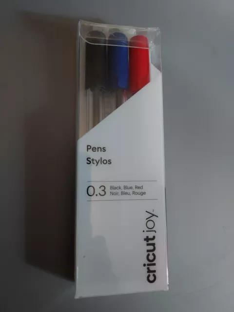 Plumas de punto extra fino Cricut Joy 0,3 negras, azules, rojas - permanentes - libres de ácido