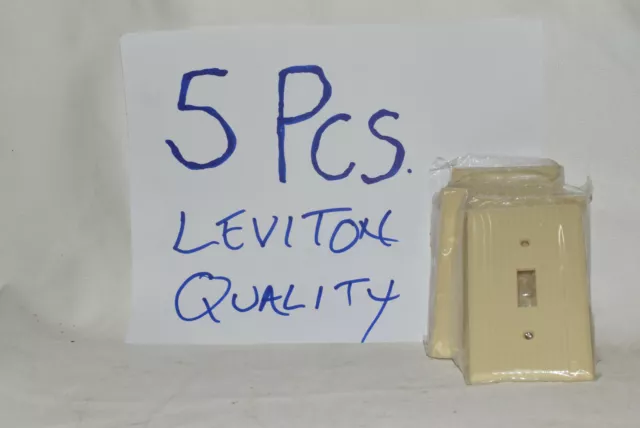 Lot of 5 NEW Leviton Ribbed Ivory Switch Wall Plates -Bakelite-Sealed NOS cover