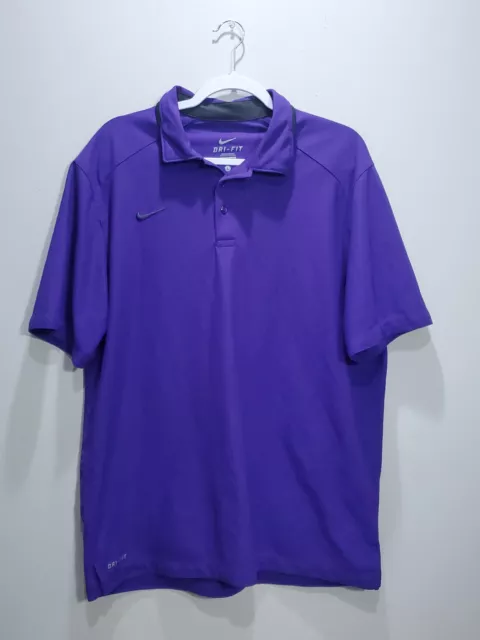 Nike Polo Shirt Mens Large Purple Sport Solid Drifit Outdoor Microfiber Golf Top