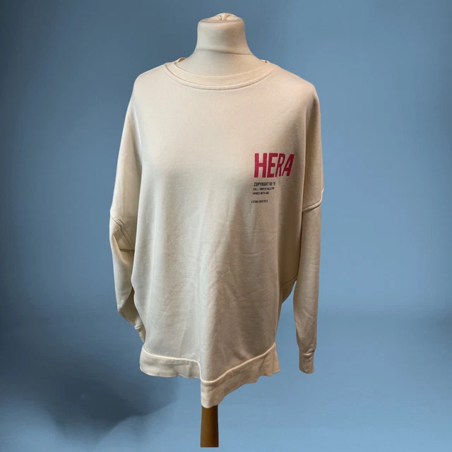 Hera Cream Off White Round Neck Long Sleeve Oversized Jumper Womens Small (CS27)