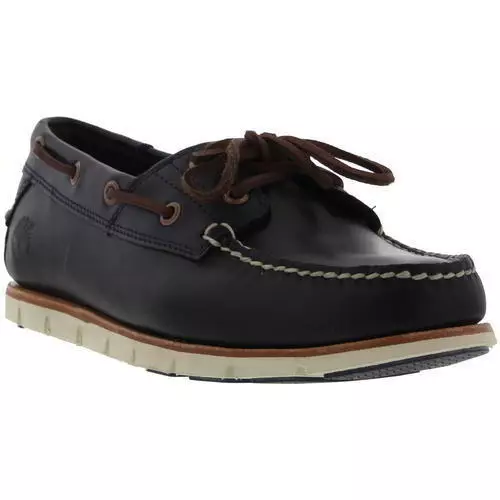 Timberland Tidelands Boat Shoes Men' Leather 2 Eye Deck Shoes Brown Blue All Sze