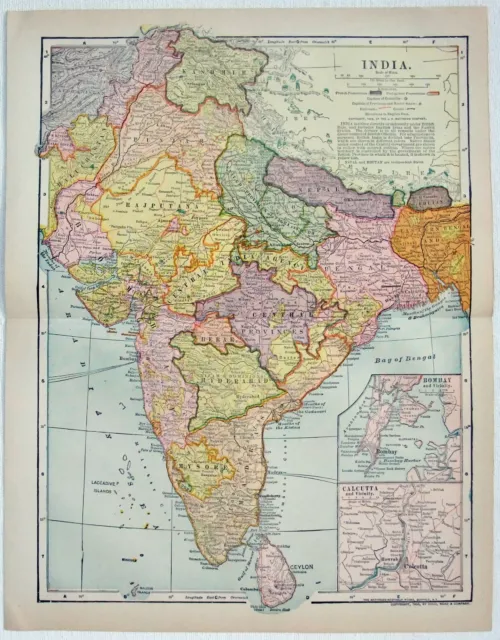 India - Original 1903 Dated Map by Dodd Mead & Company. India Pakistan