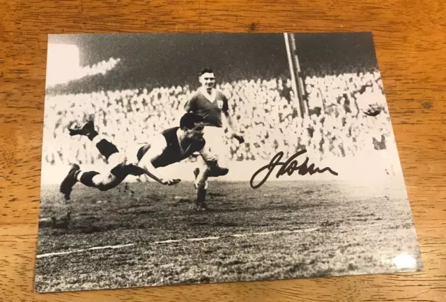 Genuine Jimmy Robson Burnley Hand Signed 6x8 Inch B&W Photo