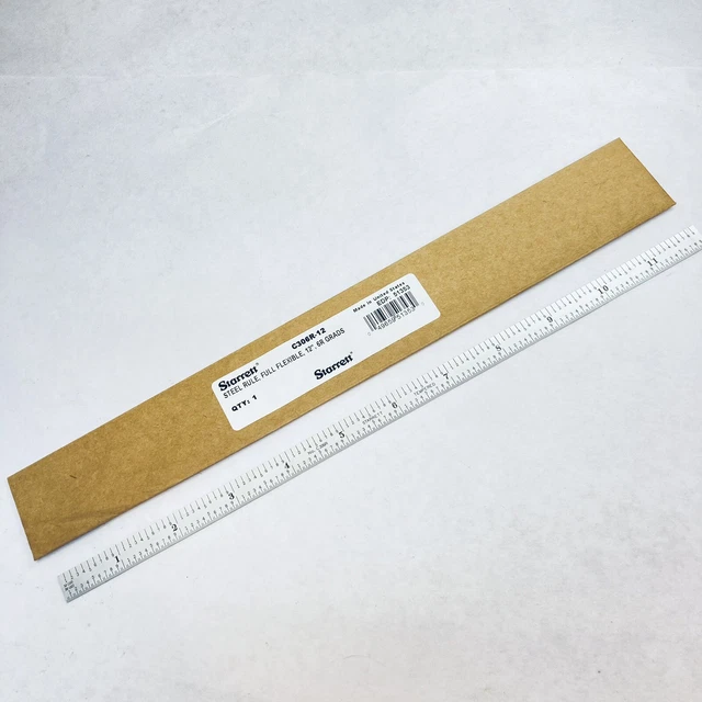Starrett C306R-12 12" Full Flexible Steel Rule with Inch Graduations - IN STOCK