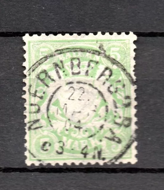 Bavaria (Germany) 1900 old 5 Mark definitive stamp (Michel 70) used, prove Bretl