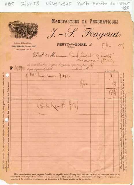 Dept 58 - Neuvy sur Loire - small header sector of tyres of 08/12/1915