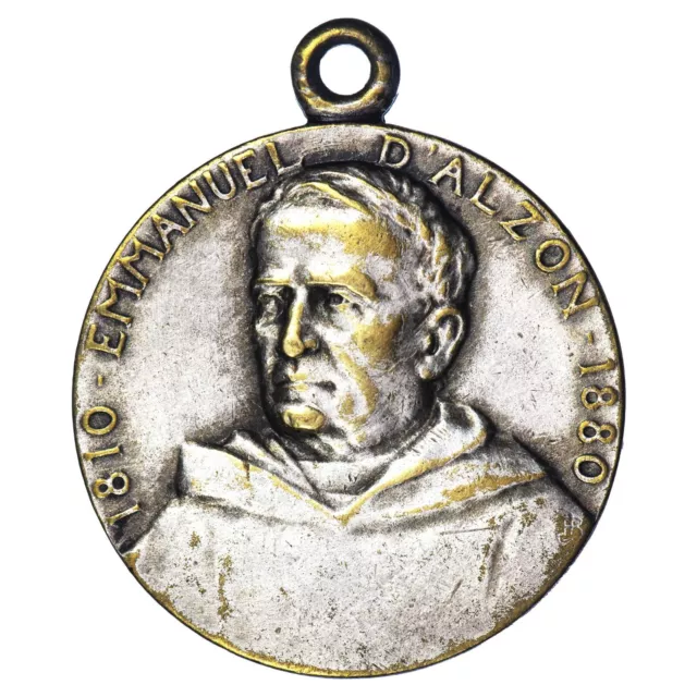 France religious medal Emmanuel D'Alzon 1810-1880 - silvered copper