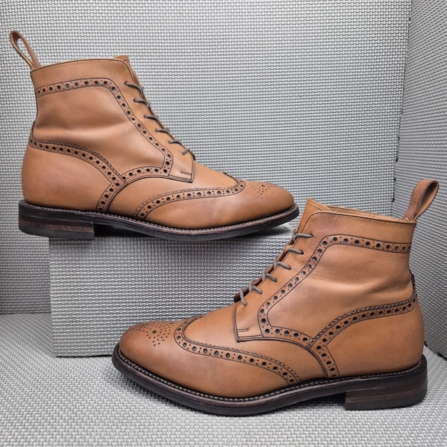LOAKE GEORGE BOOTS UK 8 Men's Tan Brown Leather Derby Brogue Goodyear ...