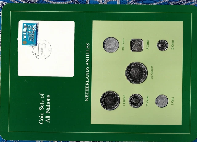 Coin Sets of All Nations Netherlands Antilles w/card 1984-1985 2.5 Gulden 1985
