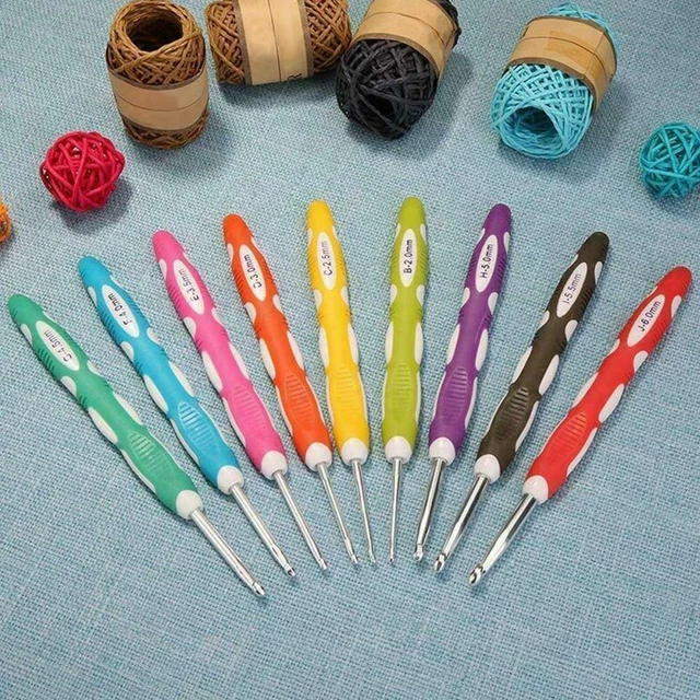 9pcs Multi Colour Crochet Hooks Yarn Knitting Needles Tool Set Favor X7C5