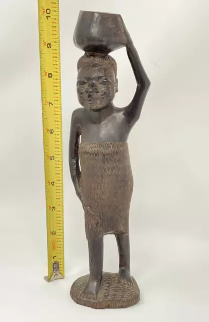 Ebony Wood African Woman Tanzania Hand Carved By Makonde Tribe DAMAGE 2