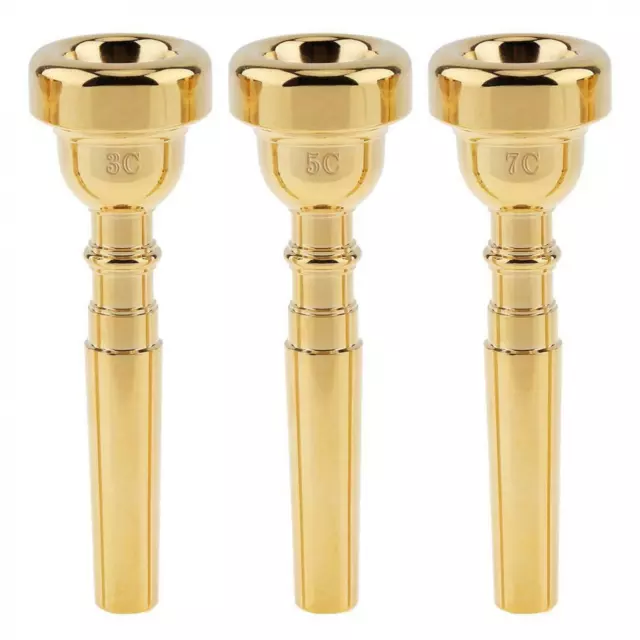 3C 5C 7C Brass Professional Trumpet Mouthpiece for Bach Gold Coated w/ Rich Tone 3